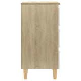 Bed Cabinets & Wood Legs 2 pcs White & Sonoma Oak 40x35x69cm - Rear View