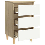 Bed Cabinets & Wood Legs 2 pcs White & Sonoma Oak 40x35x69cm