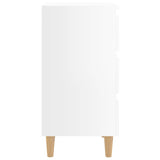 Bed Cabinet with Solid Wood Legs High Gloss White 40x35x69 cm - 45-Degree Angle