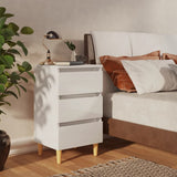 Bed Cabinets & Wood Legs 2 pcs High Gloss White 40x35x69cm - Front View