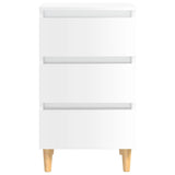 Bed Cabinets & Wood Legs 2 pcs High Gloss White 40x35x69cm - 45-Degree Angle