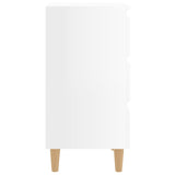 Bed Cabinets & Wood Legs 2 pcs High Gloss White 40x35x69cm
