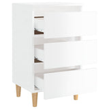 Bed Cabinets & Wood Legs 2 pcs High Gloss White 40x35x69cm