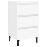 Bed Cabinet with Metal Legs White 40x35x69 cm - Front View