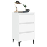 Bed Cabinet with Metal Legs White 40x35x69 cm - Side View