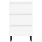 Bed Cabinet with Metal Legs White 40x35x69 cm