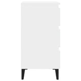 Bed Cabinet with Metal Legs White 40x35x69 cm - 45-Degree Angle
