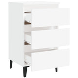 Bed Cabinet with Metal Legs White 40x35x69 cm - Rear View