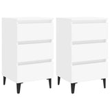 Bed Cabinet with Metal Legs 2 pcs White 40x35x69 cm