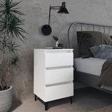 Bed Cabinet with Metal Legs 2 pcs White 40x35x69 cm - Front View
