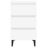 Bed Cabinet with Metal Legs 2 pcs White 40x35x69 cm