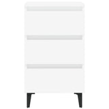 Bed Cabinet with Metal Legs 2 pcs White 40x35x69 cm - 45-Degree Angle