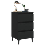 Bed Cabinet with Metal Legs Black 40x35x69 cm - Side View