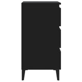 Bed Cabinet with Metal Legs Black 40x35x69 cm - 45-Degree Angle