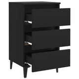Bed Cabinet with Metal Legs Black 40x35x69 cm - Rear View