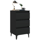 Bed Cabinet with Metal Legs 2 pcs Black 40x35x69 cm - Side View