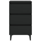Bed Cabinet with Metal Legs 2 pcs Black 40x35x69 cm - 45-Degree Angle