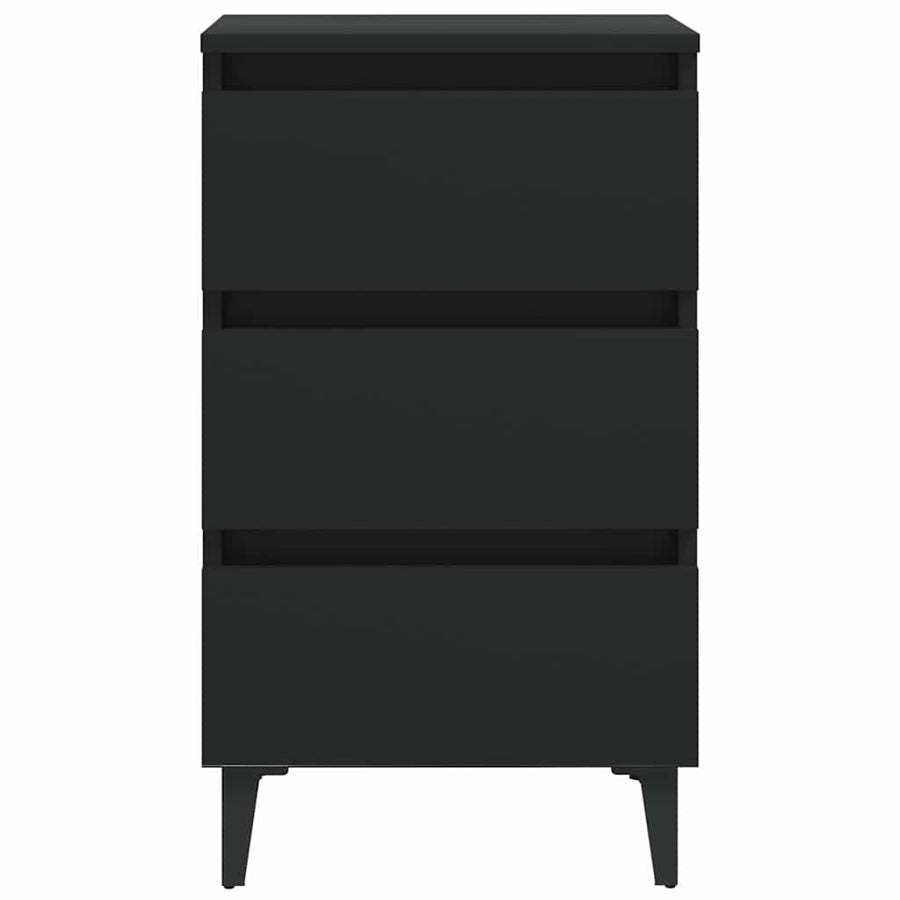 Bed Cabinet with Metal Legs 2 pcs Black 40x35x69 cm
