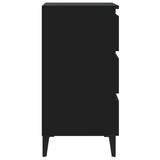 Bed Cabinet with Metal Legs 2 pcs Black 40x35x69 cm - Rear View