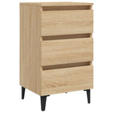 Bed Cabinet with Metal Legs Sonoma Oak 40x35x69 cm - Front View