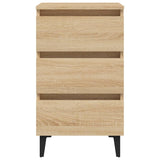Bed Cabinet with Metal Legs Sonoma Oak 40x35x69 cm - 45-Degree Angle