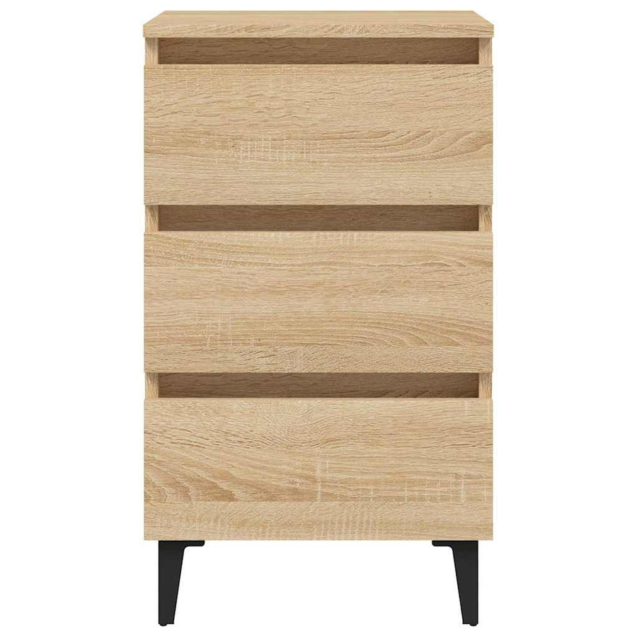 Bed Cabinet with Metal Legs Sonoma Oak 40x35x69 cm