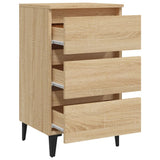 Bed Cabinet with Metal Legs Sonoma Oak 40x35x69 cm - Close-Up Angle