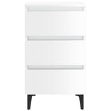 Bed Cabinet with Metal Legs 2 pcs High Gloss White 40x35x69 cm - 45-Degree Angle