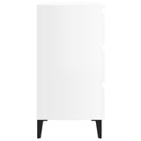 Bed Cabinet with Metal Legs 2 pcs High Gloss White 40x35x69 cm - Rear View