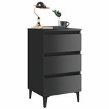 Bed Cabinet with Metal Legs 2 pcs High Gloss Black 40x35x69 cm - Side View