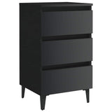 Bed Cabinet with Metal Legs 2 pcs High Gloss Black 40x35x69 cm - Top-Down View