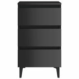 Bed Cabinet with Metal Legs 2 pcs High Gloss Black 40x35x69 cm