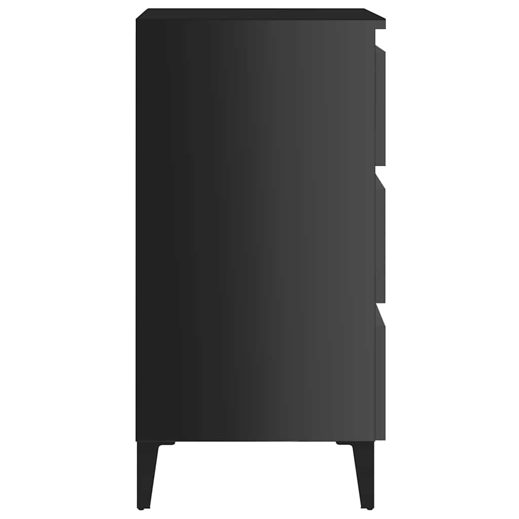 Bed Cabinet with Metal Legs 2 pcs High Gloss Black 40x35x69 cm