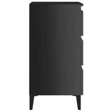 Bed Cabinet with Metal Legs 2 pcs High Gloss Black 40x35x69 cm