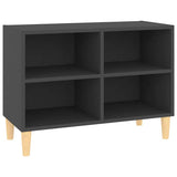 TV Cabinet with Solid Wood Legs Grey 69.5x30x50 cm - Front View