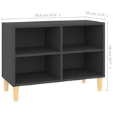 TV Cabinet with Solid Wood Legs Grey 69.5x30x50 cm