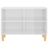 TV Cabinet with Solid Wood Legs High Gloss White 69.5x30x50 cm