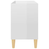 TV Cabinet with Solid Wood Legs High Gloss White 69.5x30x50 cm - 45-Degree Angle