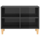 TV Cabinet with Solid Wood Legs High Gloss Grey 69.5x30x50 cm - Top-Down View