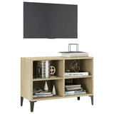TV Cabinet with Metal Legs Sonoma Oak 69.5x30x50 cm - Side View