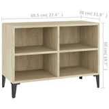 TV Cabinet with Metal Legs Sonoma Oak 69.5x30x50 cm - Rear View