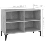 TV Cabinet with Metal Legs Concrete Grey 69.5x30x50 cm - Rear View