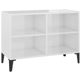TV Cabinet with Metal Legs High Gloss White 69.5x30x50 cm - Front View
