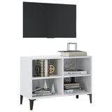 TV Cabinet with Metal Legs High Gloss White 69.5x30x50 cm - Side View
