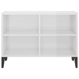 TV Cabinet with Metal Legs High Gloss White 69.5x30x50 cm - Top-Down View