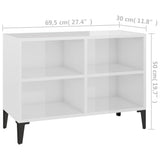 TV Cabinet with Metal Legs High Gloss White 69.5x30x50 cm - Rear View