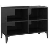 TV Cabinet with Metal Legs High Gloss Black 69.5x30x50 cm - Front View