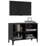 TV Cabinet with Metal Legs High Gloss Black 69.5x30x50 cm - Side View