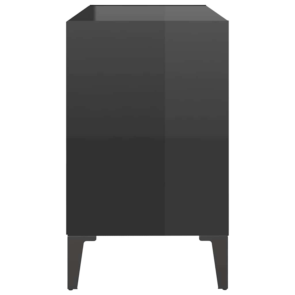 TV Cabinet with Metal Legs High Gloss Black 69.5x30x50 cm