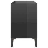 TV Cabinet with Metal Legs High Gloss Black 69.5x30x50 cm